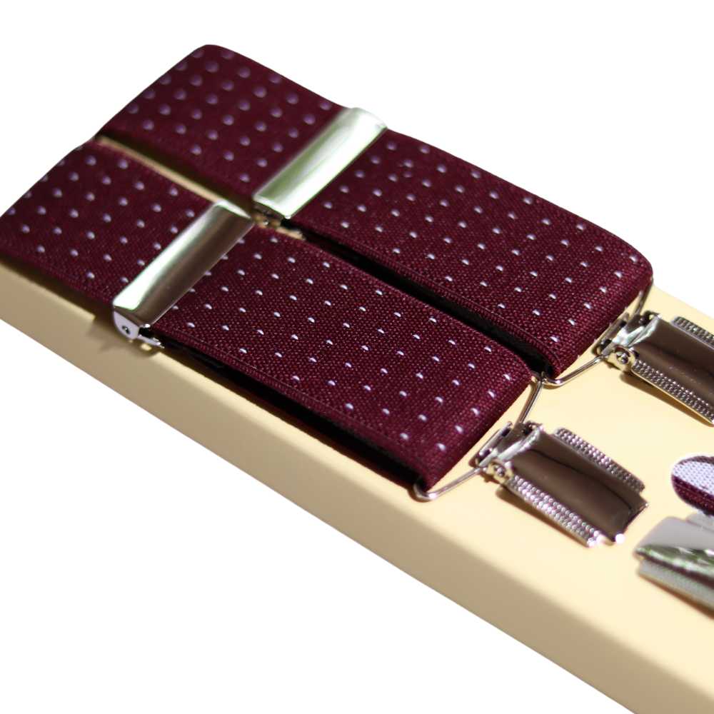 Polka Dot Suspenders in Burgundy