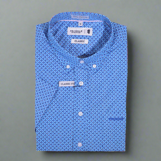Men's Pringle 100% Cotton Shirt in Blue (1437) - available in-store, 337 Monty Naicker Street, Durban CBD or online at Omar's Tailors & Outfitters online store.