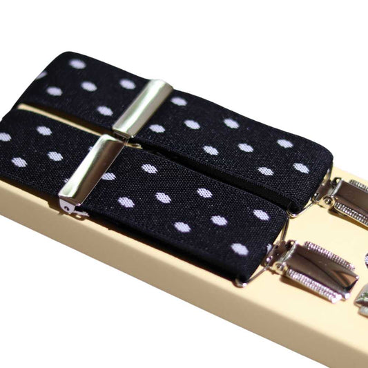 Polka Dot Suspenders in Black