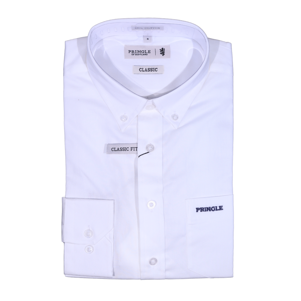 Men's Pringle 100% Cotton Shirt in White (2000) - available in-store, 337 Monty Naicker Street, Durban CBD or online at Omar's Tailors & Outfitters online store. A men's fashion curation for South African men - established in 1911.