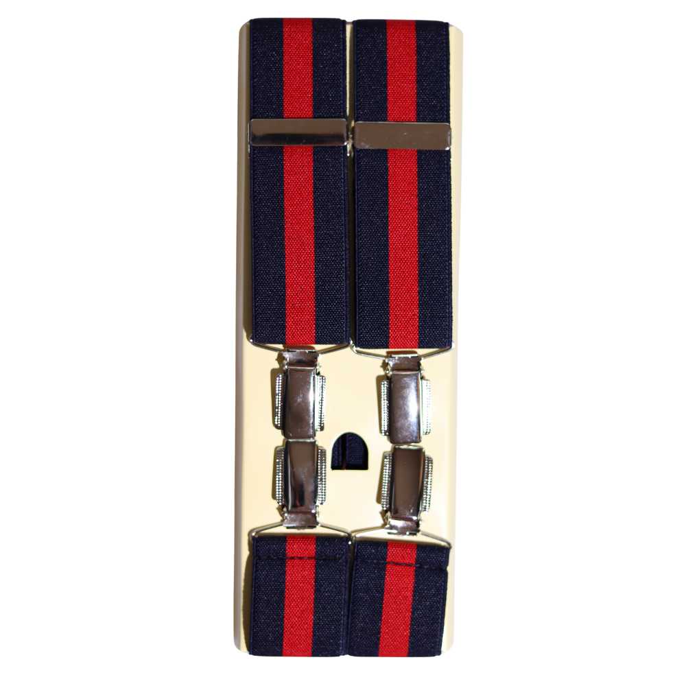 Stripe Print Suspenders in Navy