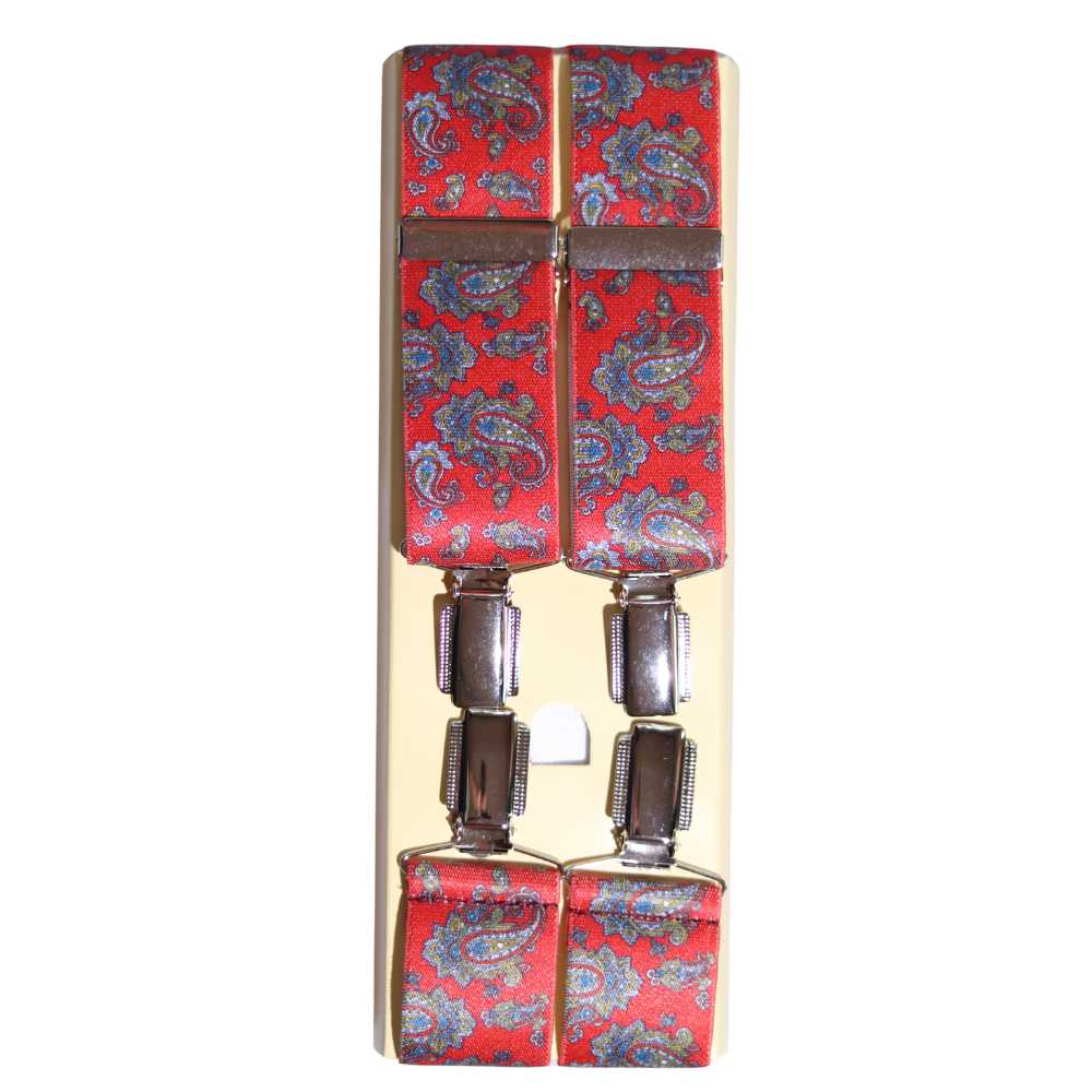 Suspenders in Paisley Red