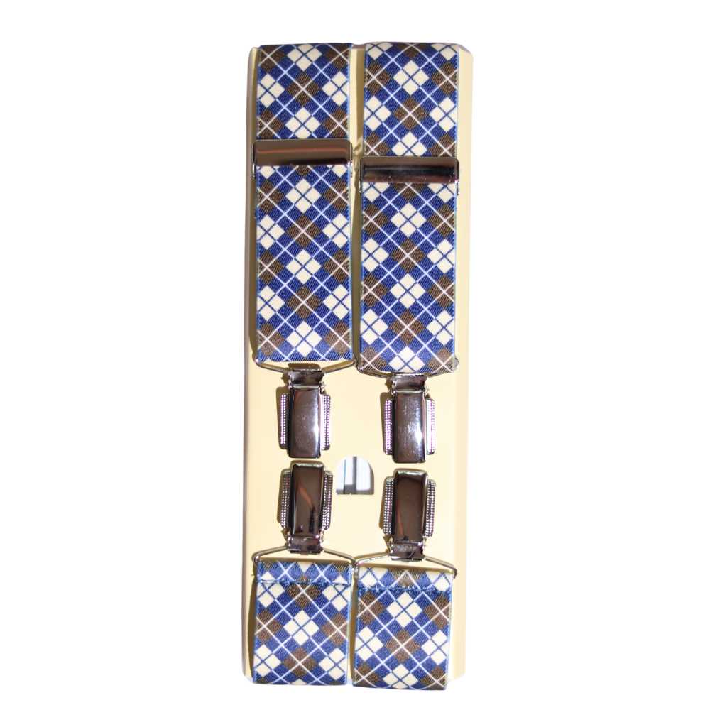 Diamond Print Suspenders in Blue