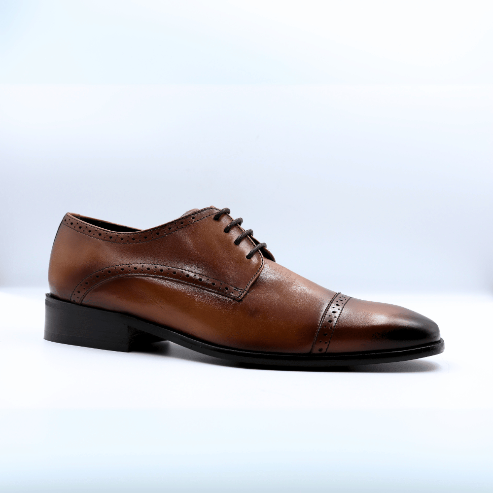 Men's Genuine Leather John Drake Toe-cap Derby in Brown (32674) - Formal Shoe available in-store, 337 Monty Naicker Street, Durban CBD or shop online at www.omarstailors.com - Free Shipping.