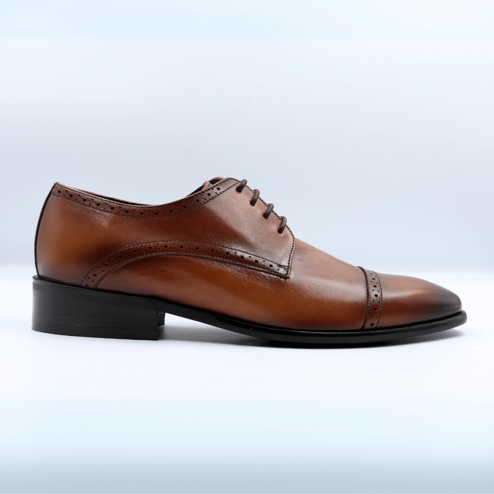 Men's Genuine Leather John Drake Toe-cap Derby in Brown (32674) - Formal Shoe available in-store, 337 Monty Naicker Street, Durban CBD or shop online at www.omarstailors.com - Free Shipping.