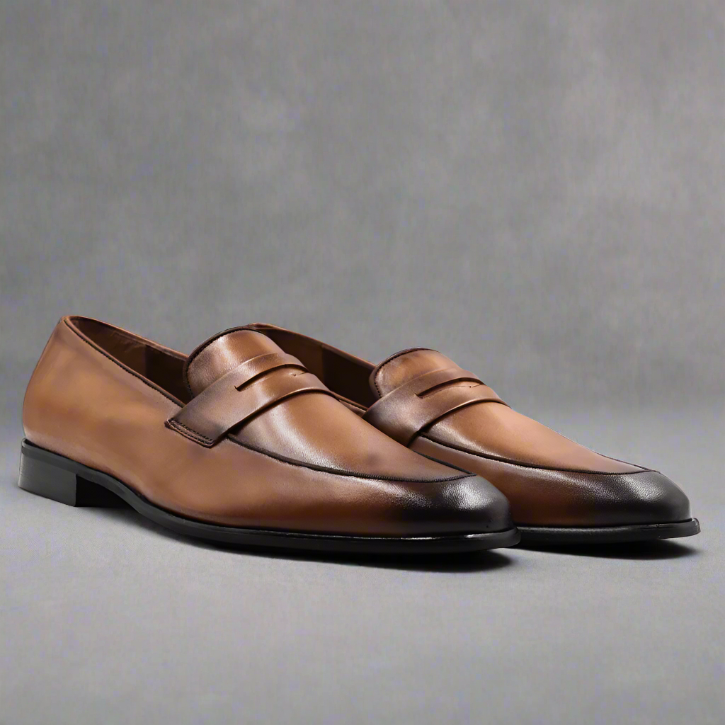 Men's Genuine Leather John Drake Penny Loafer in Brown (32683) - Moccasin/Slip-on Shoe available in-store, 337 Monty Naicker Street, Durban CBD or shop online at www.omarstailors.com - Free Shipping.