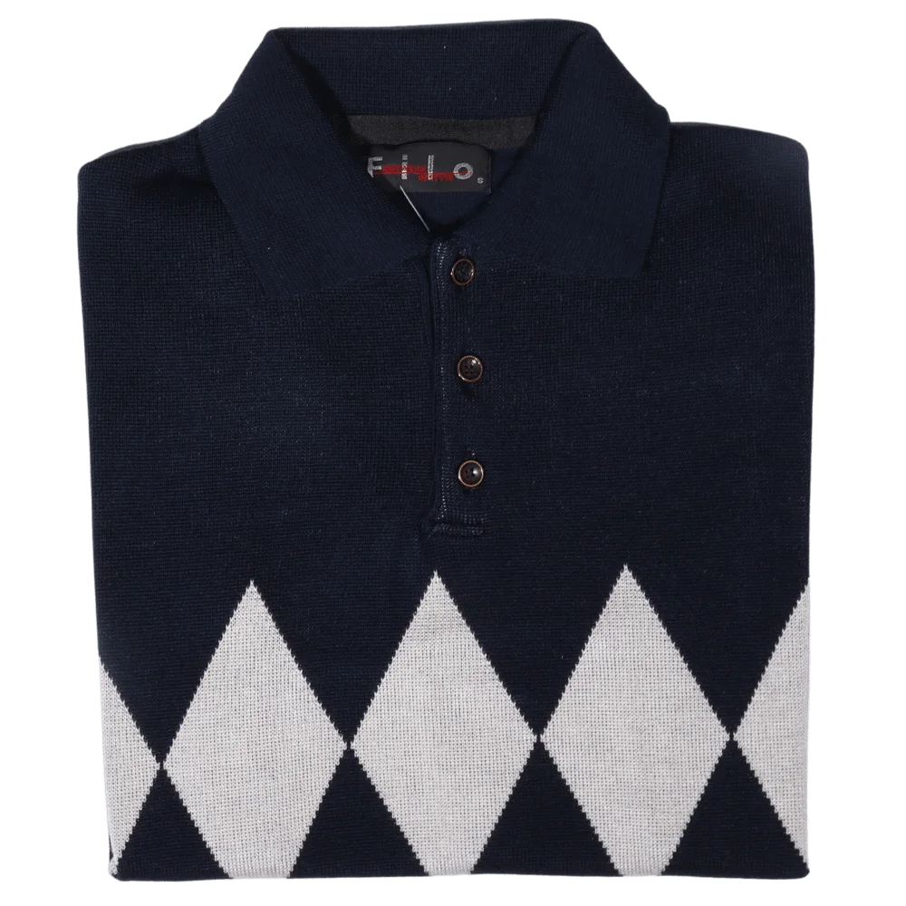 Filo Argyle Jersey | Collared | Navy | Omar's Tailors – Omar's Tailors ...