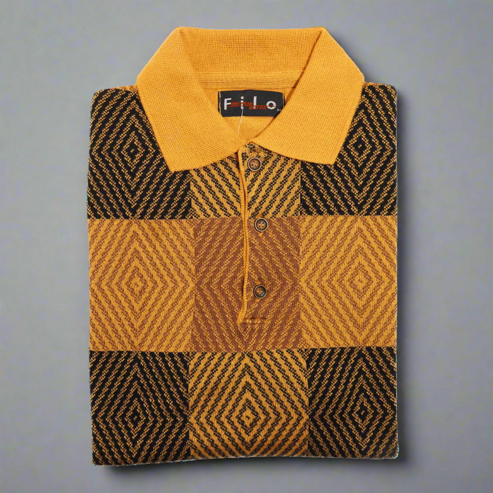 Filo Long Sleeve Collared Jersey in Mustard