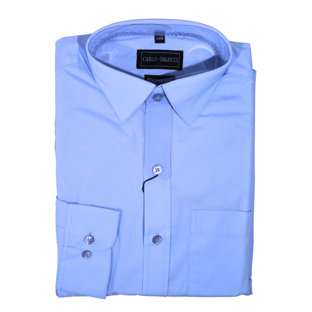 Men's Carlo Galucci Long Sleeve Shirt in Sky (802) - available in-store, 337 Monty Naicker Street, Durban CBD or online at Omar's Tailors & Outfitters online store. A men's fashion curation for South African men - established in 1911.